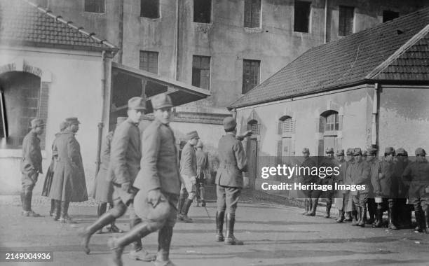 Italian soldiers, Chambery, 13 June 1918? . Italian military personnel in Chambe´ry, France during World War I. Creator: Bain News Service.