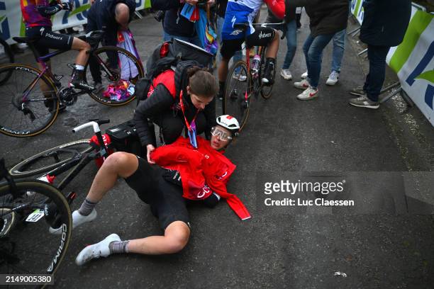 Julie Bego of France and Cofidis Women Team reacts after the 27th La Fleche Wallonne Feminine 2024 a 146km one day race from Huy to Huy / #UCIWWT /...