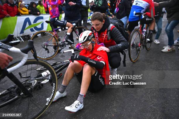 Julie Bego of France and Cofidis Women Team reacts after the 27th La Fleche Wallonne Feminine 2024 a 146km one day race from Huy to Huy / #UCIWWT /...