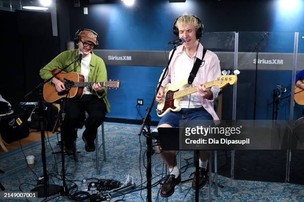 Scott Verrill and Oli Fox of Good Neighbours visit SiriusXM Studios on April 17, 2024 in New York City.