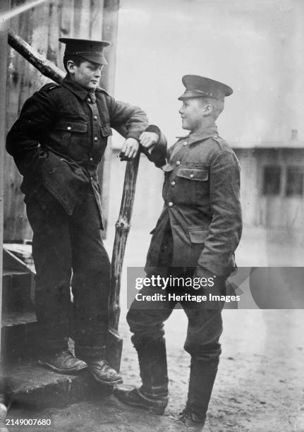 English boys, 14 1/2 and 16 years at Doeberitz, between 1914 and circa 1915. English boys in army uniforms who are prisoners at a prisoner of war...