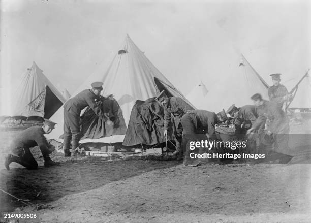 British at Etaples, France, Feb. 1915 . British soldiers outside tents at E´taples, France during World War I. Creator: Bain News Service.