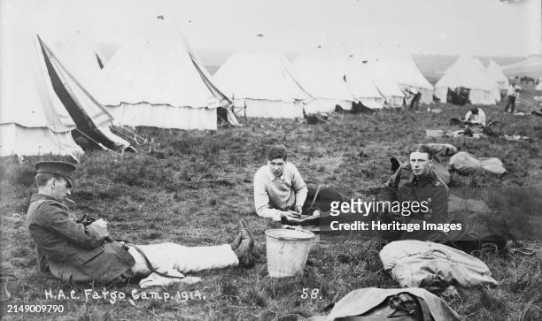 Recruits, Aldershot, H.A.C. Fargo Camp, 1914 . Recruits at Aldershot army camp, England during World War I. Creator: Bain News Service.