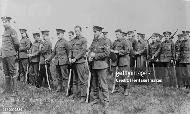 Recruits, Aldershot, H.A.C. Fargo Camp, 1914 . Recruits at Aldershot army camp, England during World War I. Creator: Bain News Service.