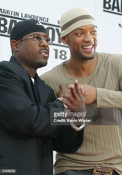 Actors Martin Lawrence and Will Smith attend the "Bad Boys II" movie premiere at the Mann's Village theatre on July 9, 2003 in Westwood, California.