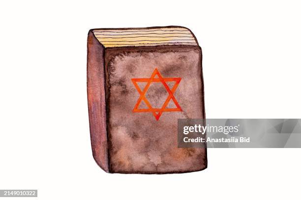 hand drawing bible with star of david on it.concept of celebrating pessah. - kosher symbol clip art stock pictures, royalty-free photos & images