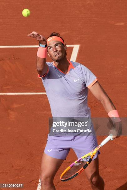 Rafael Nadal of Spain in action during his second round match against Alex de Minaur of Australia on day 3 of the Barcelona Open Banc Sabadell 2024,...