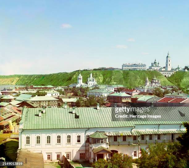 View of the city of Tobolsk from the bell tower of the Church of the Transfiguration at the spiritual seminary, 1912. Creator: Sergey Mikhaylovich...