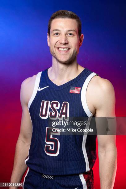 3v3 Basketball athlete Jimmer Fredette poses for a portrait during the 2024 Team USA Media Summit at Marriott Marquis Hotel on April 17, 2024 in New...