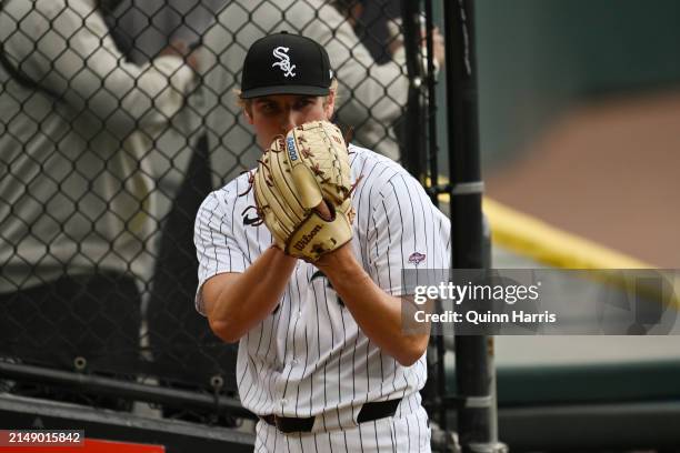 Starting pitcher Jonathan Cannon of the Chicago White Sox warms up before his MLB debut in Game One of a doubleheader against the Kansas City Royals...