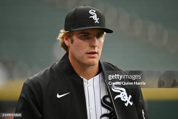 Starting pitcher Jonathan Cannon of the Chicago White Sox takes the field before his MLB debut in Game One of a doubleheader against the Kansas City...