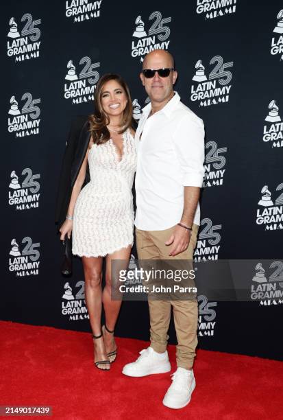Pamela Silva and Gian Marco attend the 25th Annual Latin GRAMMY Awards® Official Announcement on April 17, 2024 in Miami, Florida.