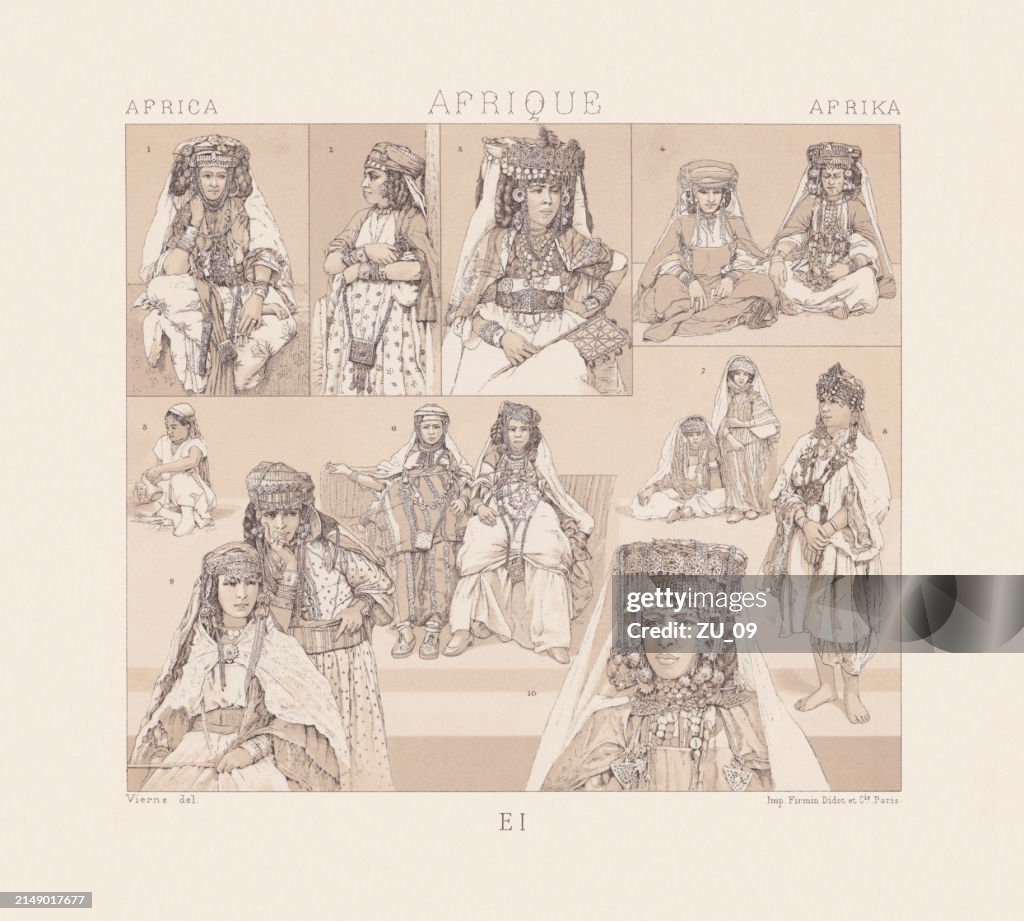 Population of the Algerian Sahara, chromolithograph, published in 1888