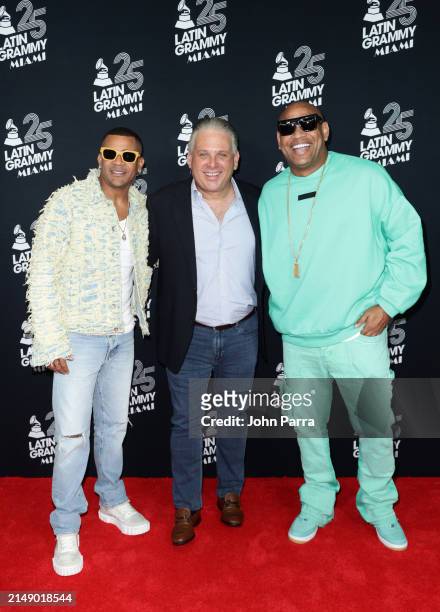 Randy Malcom, Nelson Albareda and Alexander Delgado attend the 25th Annual Latin GRAMMY Awards® Official Announcement on April 17, 2024 in Miami,...