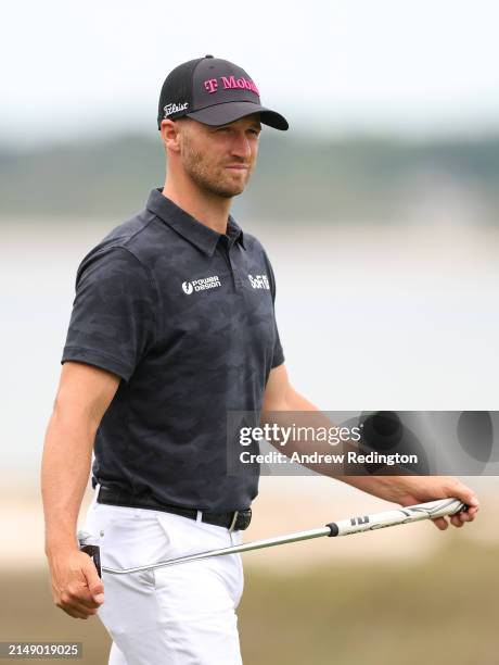 Wyndham Clark of the United States in action during the pro-am prior to the RBC Heritage at Harbour Town Golf Links on April 17, 2024 in Hilton Head...