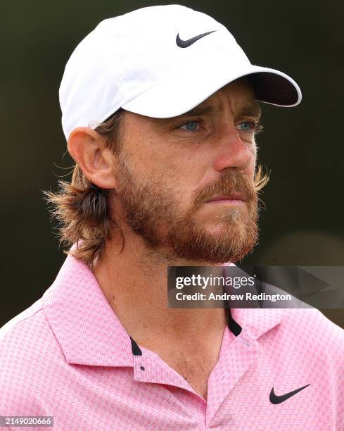 Tommy Fleetwood of England in action during the pro-am prior to the RBC Heritage at Harbour Town Golf Links on April 17, 2024 in Hilton Head Island,...