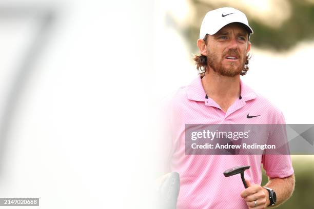 Tommy Fleetwood of England in action during the pro-am prior to the RBC Heritage at Harbour Town Golf Links on April 17, 2024 in Hilton Head Island,...