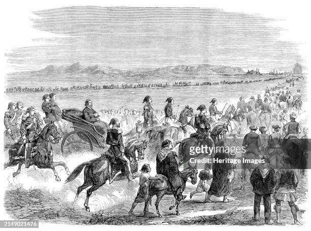 Returning from the races at Cairo, 1864. Engraving from a sketch by Mr. Frederick George, '...of a truly English sport held under most un-English...