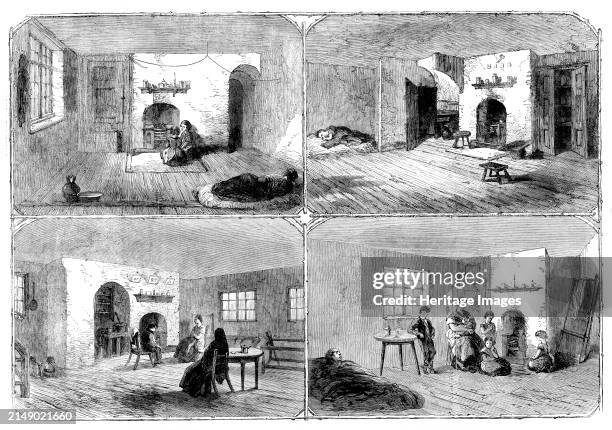 Dwellings of Manchester operatives, 1862. Starvation and destitution among unemployed Lancashire textiles workers. 'No. 18, Back Queen-street,...