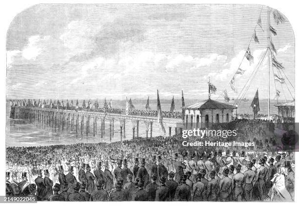Opening of the new pier at Deal, [in Kent], 1864. 'There was a great concourse of spectators...to witness this ceremony, which was performed by Mrs....