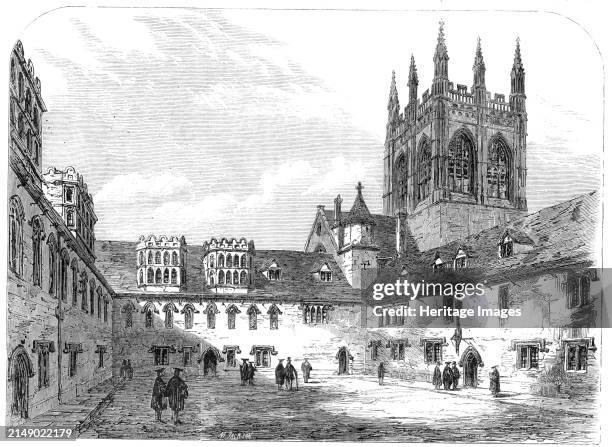 Views of Merton College, Oxford: the undergraduates' quadrangle, 1864. '...the college has lately erected a block of buildings of sixteen sets of...