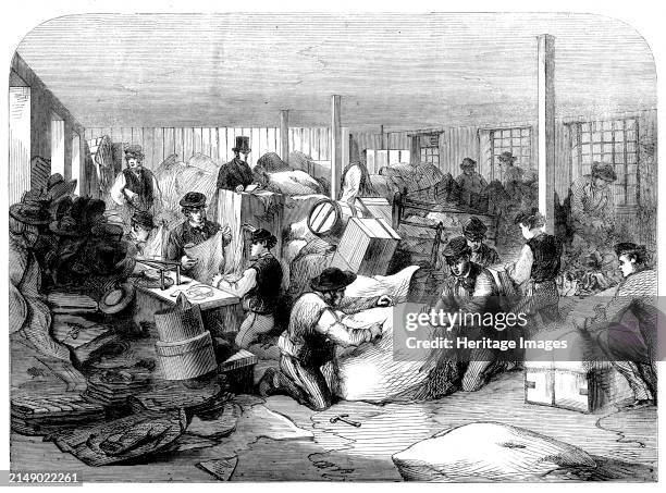 Making up parcels of clothing at the industrial institution, Manchester, 1862. 'Our Artist has made a sketch of that portion of the building where...