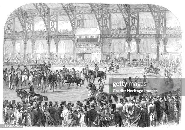 The Horse Show in the Agricultural Hall, Islington, [London], 1864. '...a general View of the Interior of the Hall, during the parade of horses which...