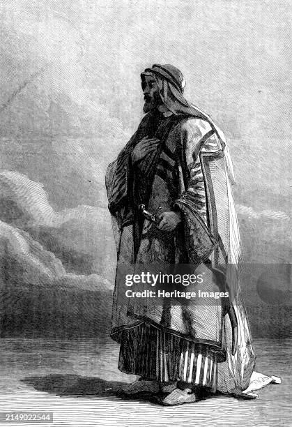 Miguel el Musrab, Sheikh of the Anazeh Tribe, by Carl Haag, in the Winter Exhibition of the Water-colour Society, 1862. 'He is, like all true...