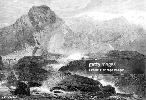 November Day in Nant-Francon, by J. C. Reed, in the exhibition of the Institute of Painters in Water Colours, 1864. Engraving of a painting. 'North...