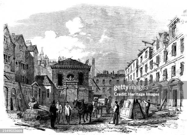 Demolition of Lyon's Inn, Strand, [London], 1862. 'A piece of old London - a long-neglected, out-of-the-way nook and corner - has disappeared, after...