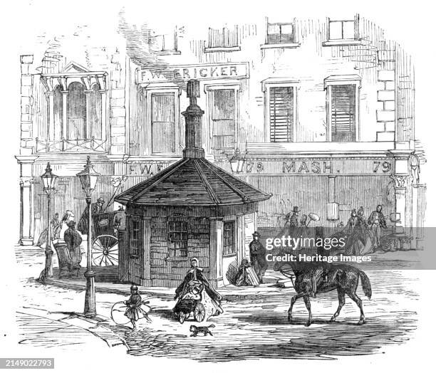 Turnpike-gates in and near London just demolished: Notting-hill Gate, 1864. 'This week has witnessed the abolition of turnpike toll' obstructions...