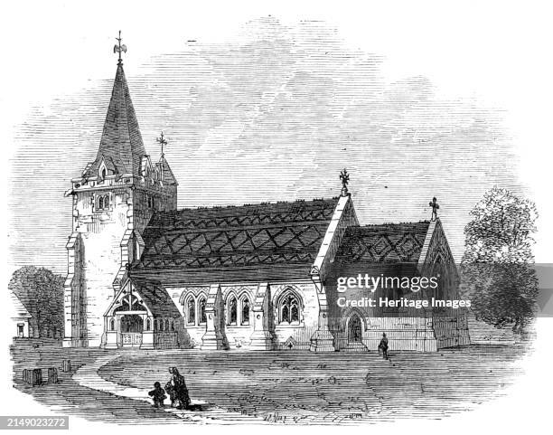 St. Giles's Church, Dallington, Sussex, 1864. Church rebuilt from designs by Edward Habershon. 'It consists of nave, north aisle, and chancel; the...