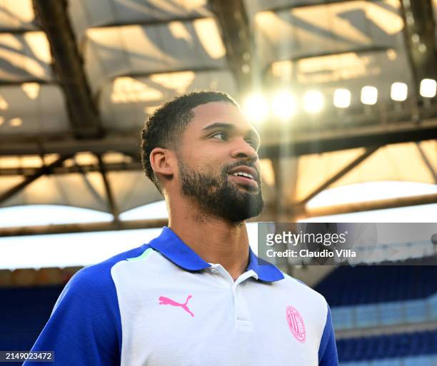 Ruben Loftus-Cheek of AC Milan looks on during a pitch inspection before the UEFA Europa League 2023/24 quarter-final second leg training and press...