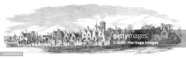 New Almshouses at Watford erected by the Salters' Company of London, 1864. Engraving from a photograph by Mr. F. Downer. 'The original premises were...