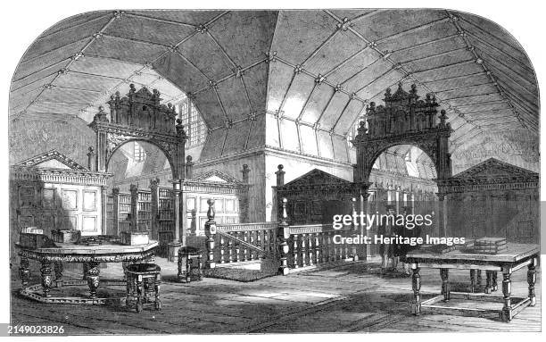 Views of Merton College, Oxford: the Library, 1864. 'Two sides of [the Mob Quadrangle] are occupied by the Library, built by William Rede, Fellow of...