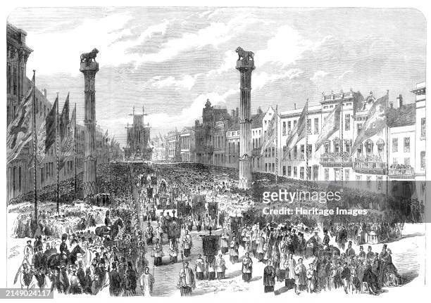 Bicentenary Festival of the Royal Academy of Antwerp: procession to the Cathedral of Notre Dame on Monday, August 22, 1864. '...a religious...