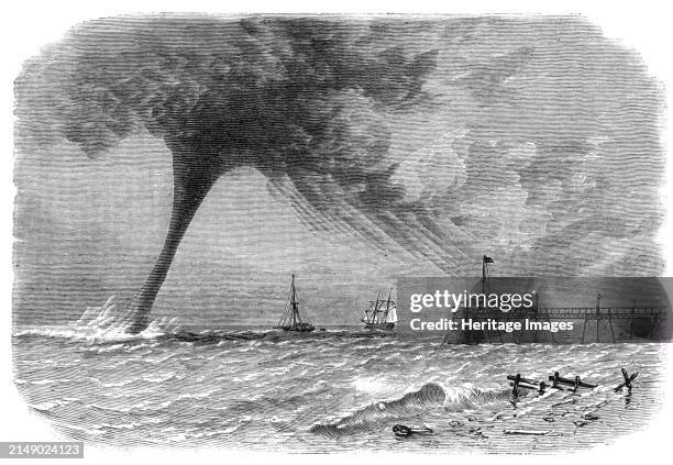 Waterspout seen off Worthing on Sunday, August 21, 1864. Engraving from a sketch by the Rev. F. Piggott. 'The morning was very dull and thundery,...