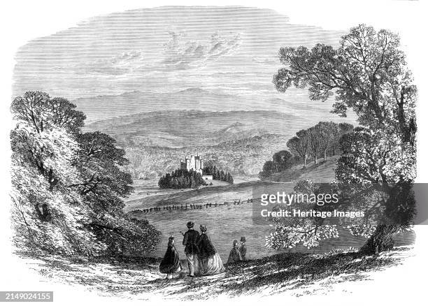 The Scottish Highlands near Balmoral - Braemar, from the Garden of the Invercauld Arms, 1864. '...the Invercauld Arms, in the little village named...