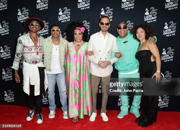 Descemer Bueno, Randy Malcom, Aymee Nuviola, Willy Chirino, Alexander Delgado, and Paola Guanche attend the 25th Annual Latin GRAMMY Awards® Official...