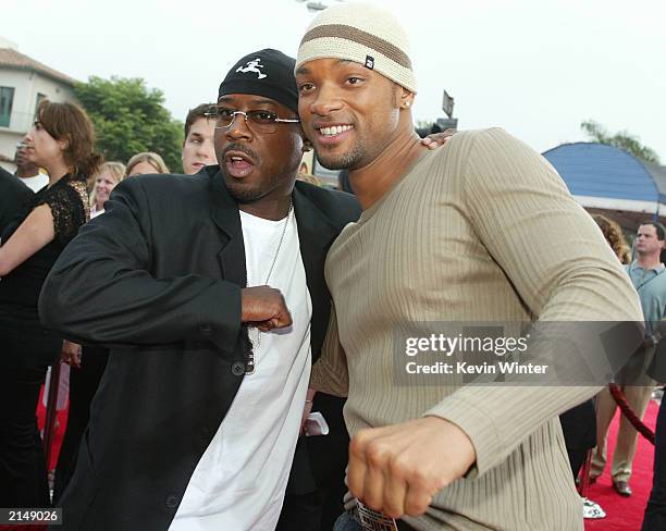 Actors Martin Lawrence and Will Smith attend the "Bad Boys II" movie premiere at the Mann's Village theatre on July 9, 2003 in Westwood, California.