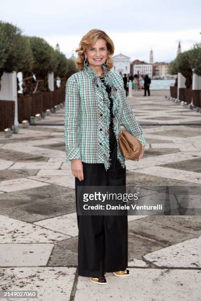Sabina Belli attends the "Fondazione Cini, Isola Di San Giorgio" Photocall during the 60th Biennale Art 2024 at Fondazione Cini on April 17, 2024 in...