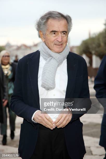 Bernard-Henri Lévy attends the "Fondazione Cini, Isola Di San Giorgio" Photocall during the 60th Biennale Art 2024 at Fondazione Cini on April 17,...