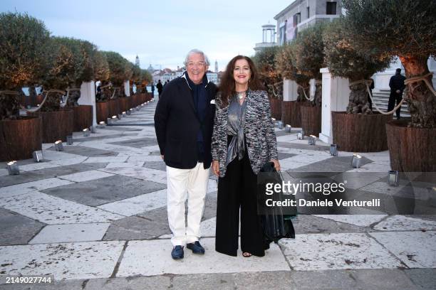 Bruno Ragazzi and Angela Missoni attend the "Fondazione Cini, Isola Di San Giorgio" Photocall during the 60th Biennale Art 2024 at Fondazione Cini on...