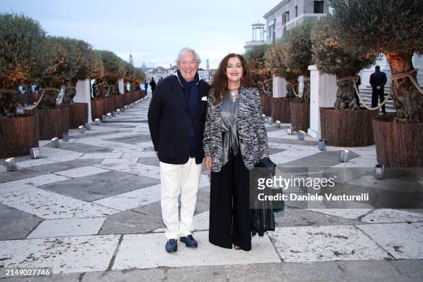 Bruno Ragazzi and Angela Missoni attend the "Fondazione Cini, Isola Di San Giorgio" Photocall during the 60th Biennale Art 2024 at Fondazione Cini on...