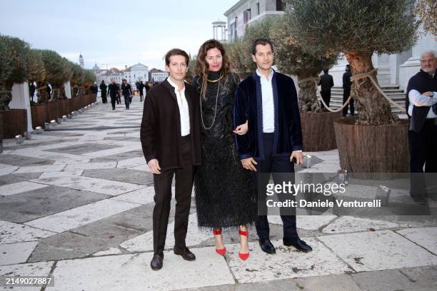 Edgardo Osorio, Sara Battaglia and Ricardo de Almeida Figueiredo attend the "Fondazione Cini, Isola Di San Giorgio" Photocall during the 60th...