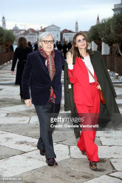Vittorio Sgarbi and Sabrina Colle attend the "Fondazione Cini, Isola Di San Giorgio" Photocall during the 60th Biennale Art 2024 at Fondazione Cini...