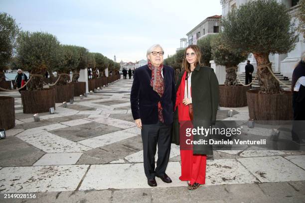 Vittorio Sgarbi and Sabrina Colle attend the "Fondazione Cini, Isola Di San Giorgio" Photocall during the 60th Biennale Art 2024 at Fondazione Cini...