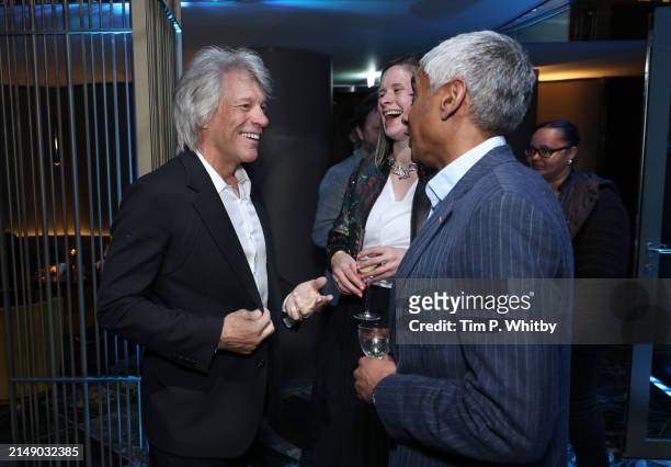 Jon Bon Jovi and guests attend the afterparty for the UK Premiere of "Thank You and Goodnight: The Bon Jovi Story" at The Londoner Hotel on April 17,...