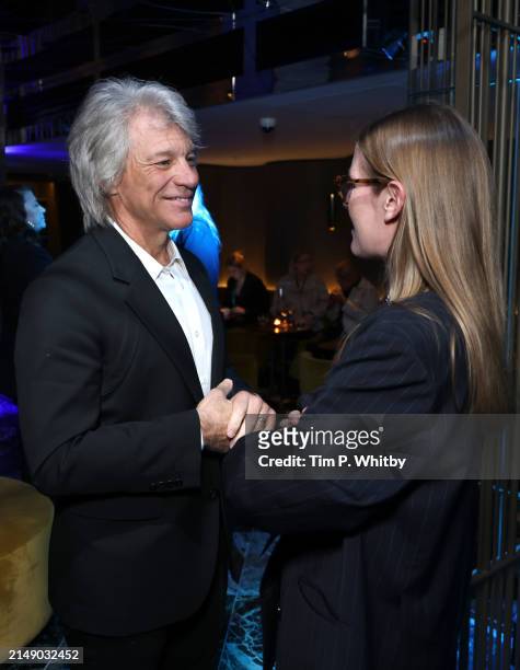 Jon Bon Jovi and guest attend the afterparty for the UK Premiere of "Thank You and Goodnight: The Bon Jovi Story" at The Londoner Hotel on April 17,...