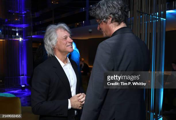 Jon Bon Jovi and guest attend the afterparty for the UK Premiere of "Thank You and Goodnight: The Bon Jovi Story" at The Londoner Hotel on April 17,...